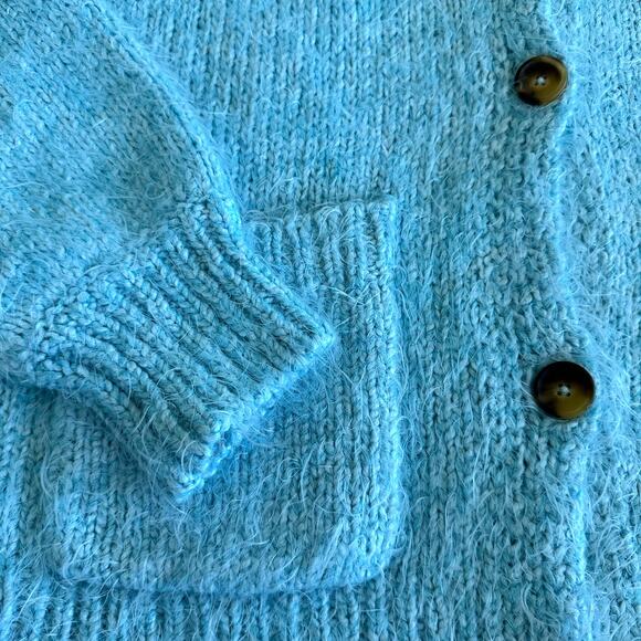 Free People Nevermind Fuzzy Cardigan Blue Butterfly Size XS - Picture 11 of 14
